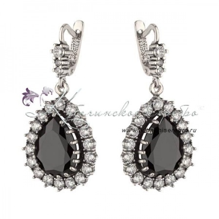 Серьги из серебра Капля с агатом
