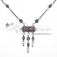 Серебряное колье с кораллом, арт №6297/1