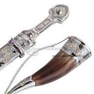 Мужской набор из серебра, кинжал + рог, арт №7065