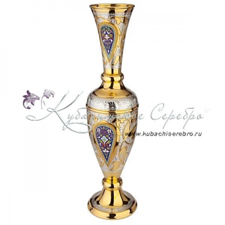 Ваза с позолотой и горячей эмалью 