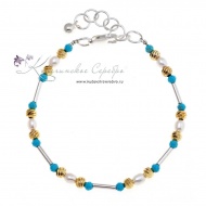 Браслет серебряный с бирюзой (Новинка), арт №8374