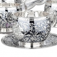Серебряный чайный сервиз из серебра 925 пробы, арт №7072