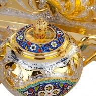 Чайный сервиз с позолотой и горячей эмалью, арт №7081